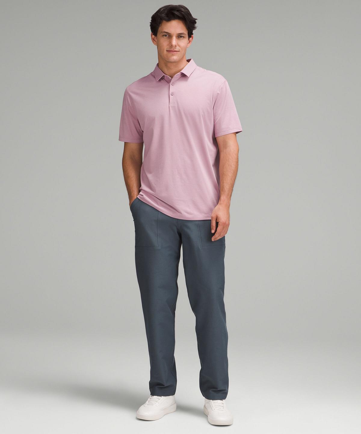 Rose Pink Lululemon Evolution Short-Sleeve Men Polo Shirts | NZ_LuLu48471