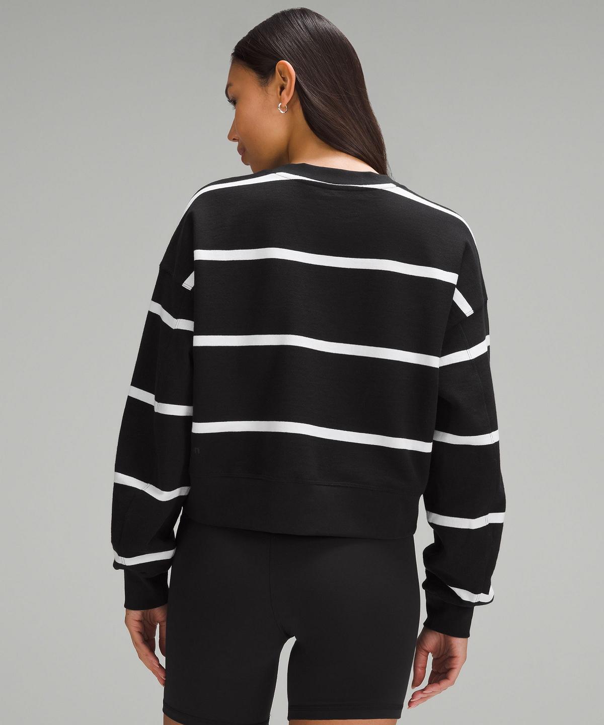 Stripes Black White Lululemon Perfectly Oversized Cropped Crew Women Hoodies & Sweatshirts | NZ_LuLu96731