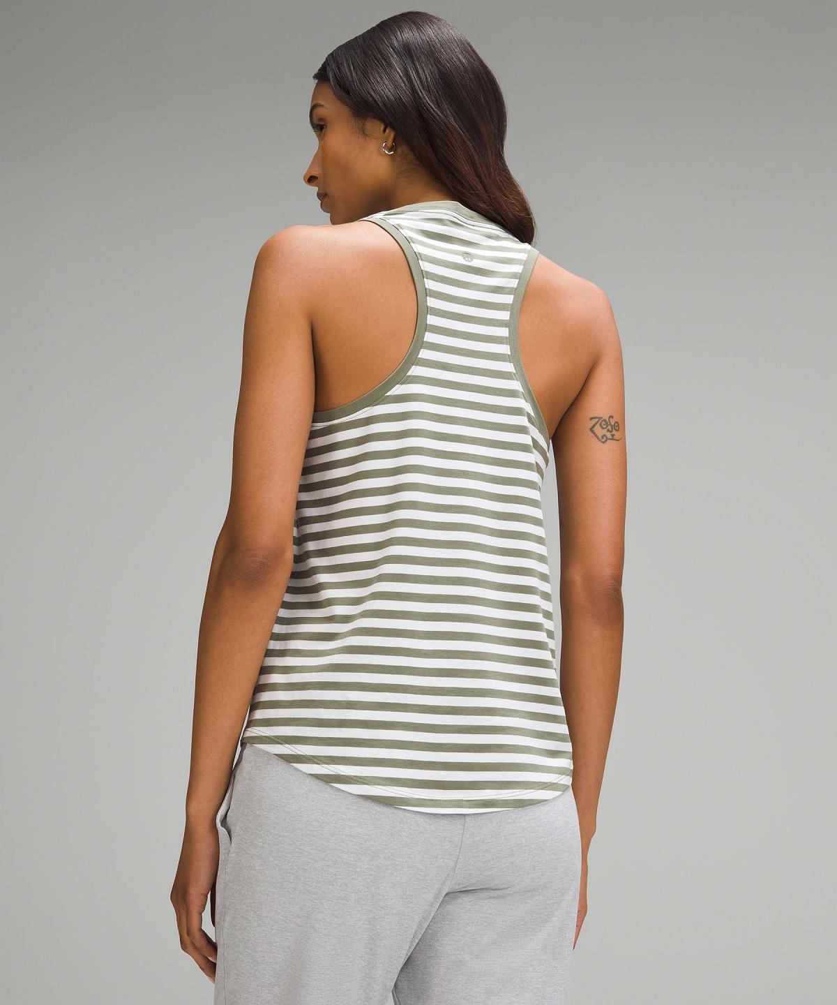 Stripes Green White Lululemon Love Women Tank Top | NZ_LuLu75384