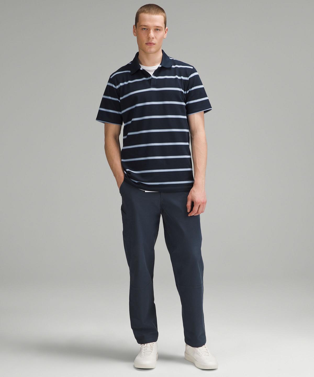 Stripes Navy Lululemon Classic-Fit Pique Short-Sleeve Men Polo Shirts | NZ_LuLu42092