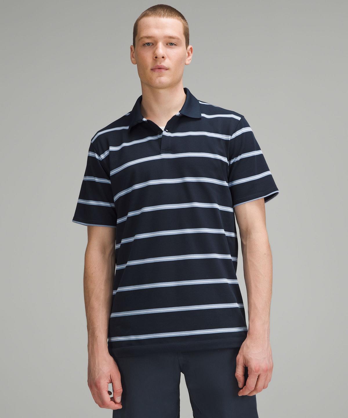 Stripes Navy Lululemon Classic-Fit Pique Short-Sleeve Men Polo Shirts | NZ_LuLu42092