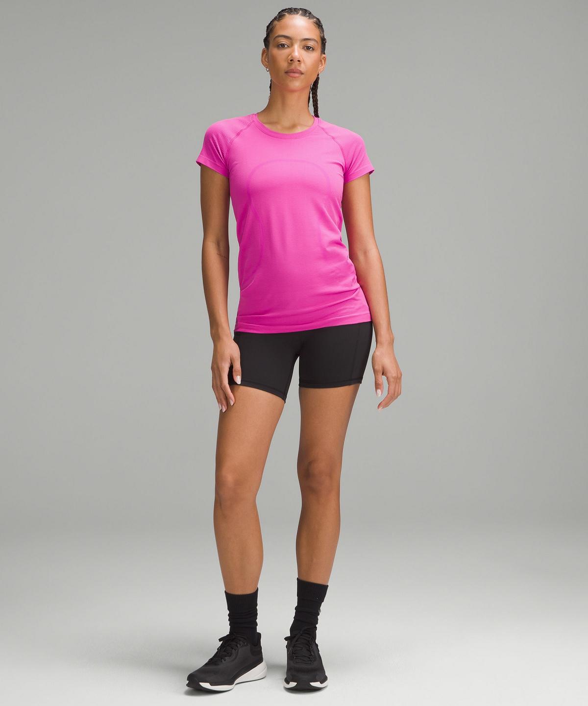 Stripes Pink Lululemon Swiftly Tech Short-Sleeve 2.0 Women T Shirts | NZ_LuLu21611