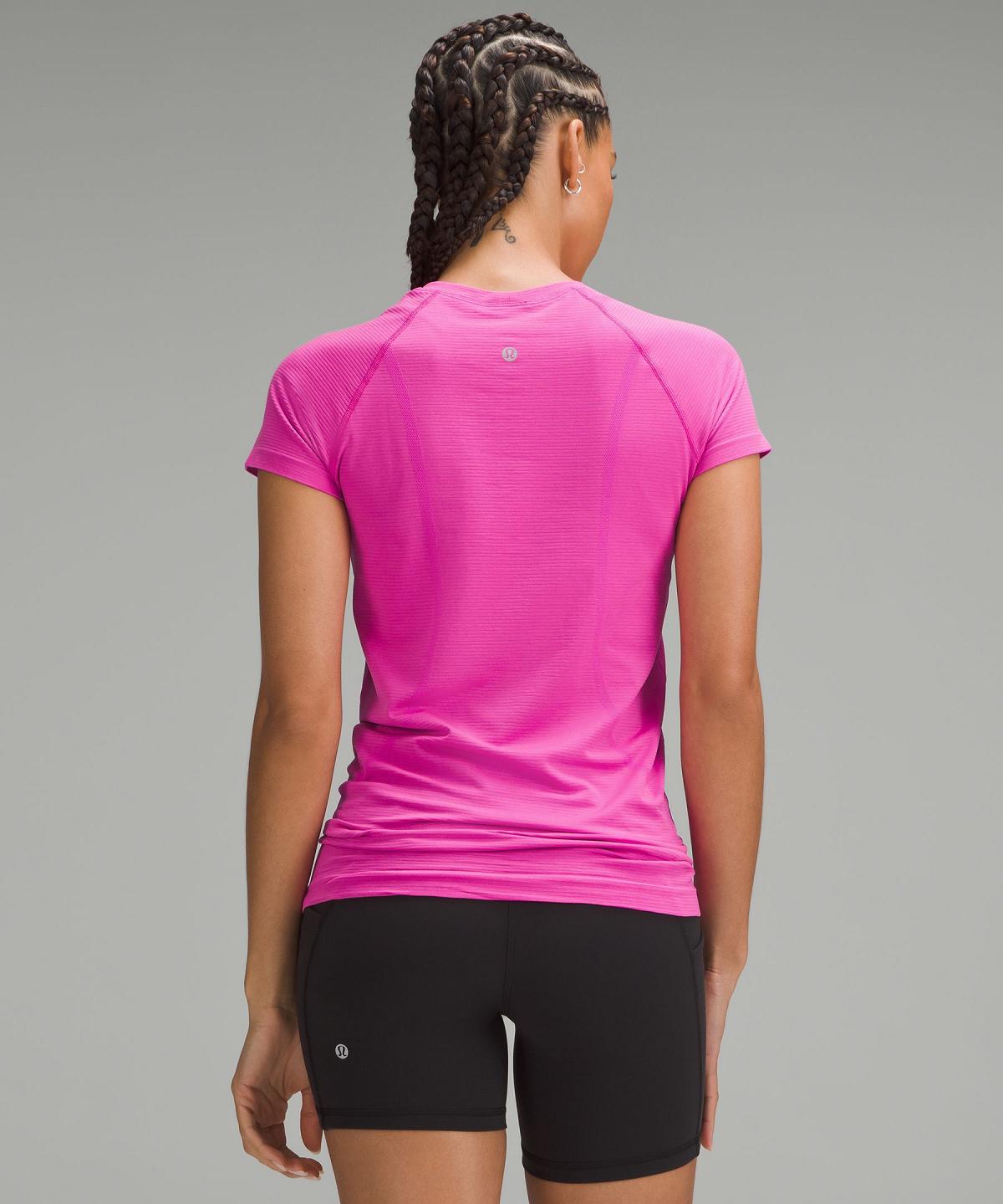 Stripes Pink Lululemon Swiftly Tech Short-Sleeve 2.0 Women T Shirts | NZ_LuLu21611