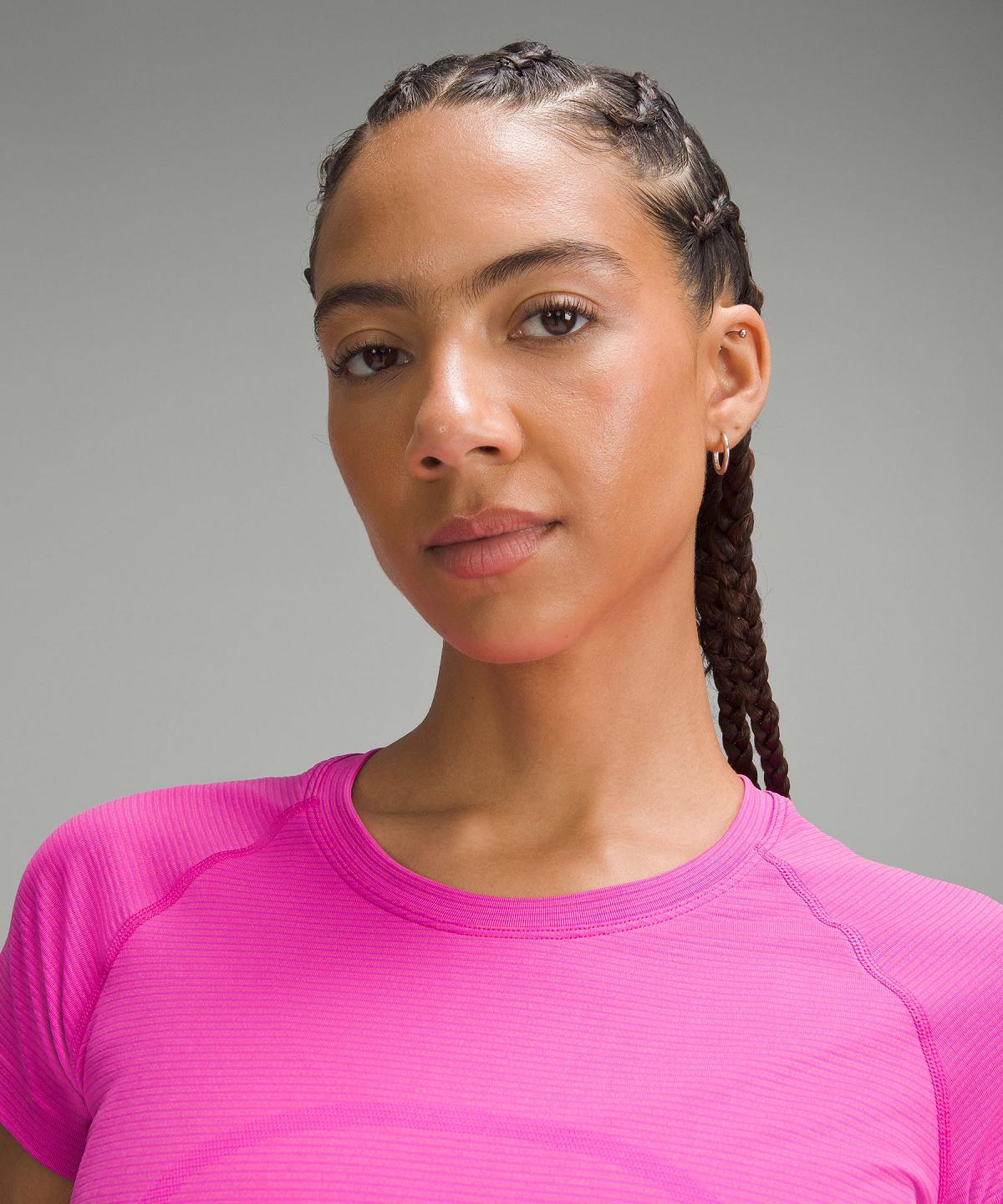 Stripes Pink Lululemon Swiftly Tech Short-Sleeve 2.0 Women T Shirts | NZ_LuLu21611