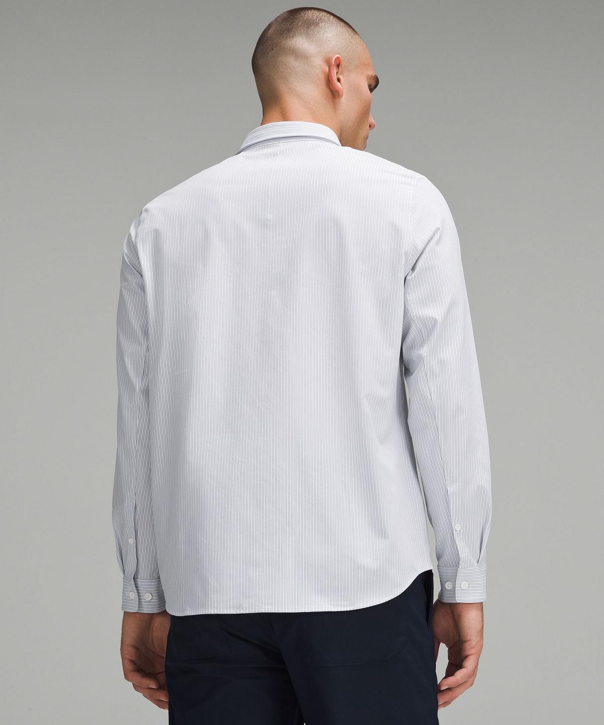 Stripes White Blue Beige Lululemon New Venture Classic-Fit Long-Sleeve Men Shirts | NZ_LuLu25112