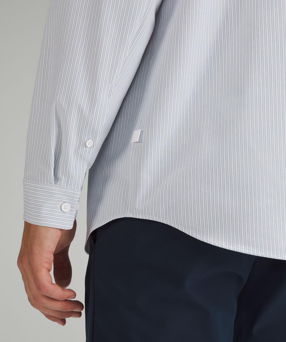 Stripes White Blue Beige Lululemon New Venture Classic-Fit Long-Sleeve Men Shirts | NZ_LuLu25112