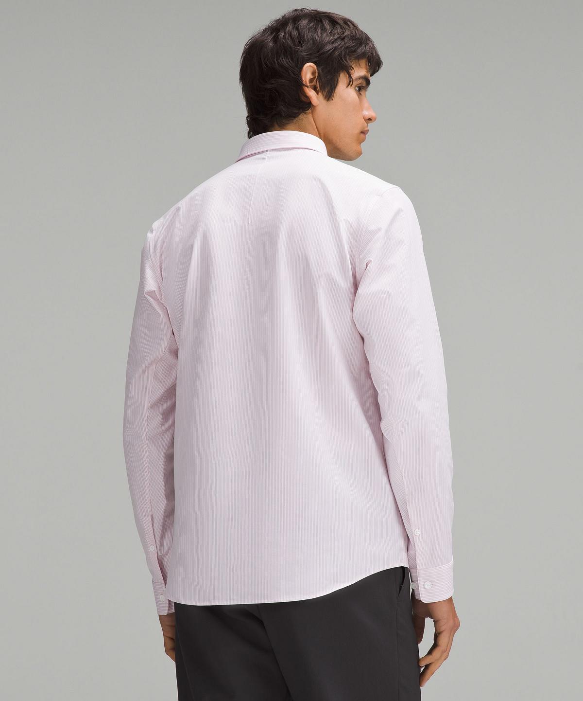 Stripes White Pink Lululemon New Venture Slim-Fit Long-Sleeve Men Button Down Shirts | NZ_LuLu63229