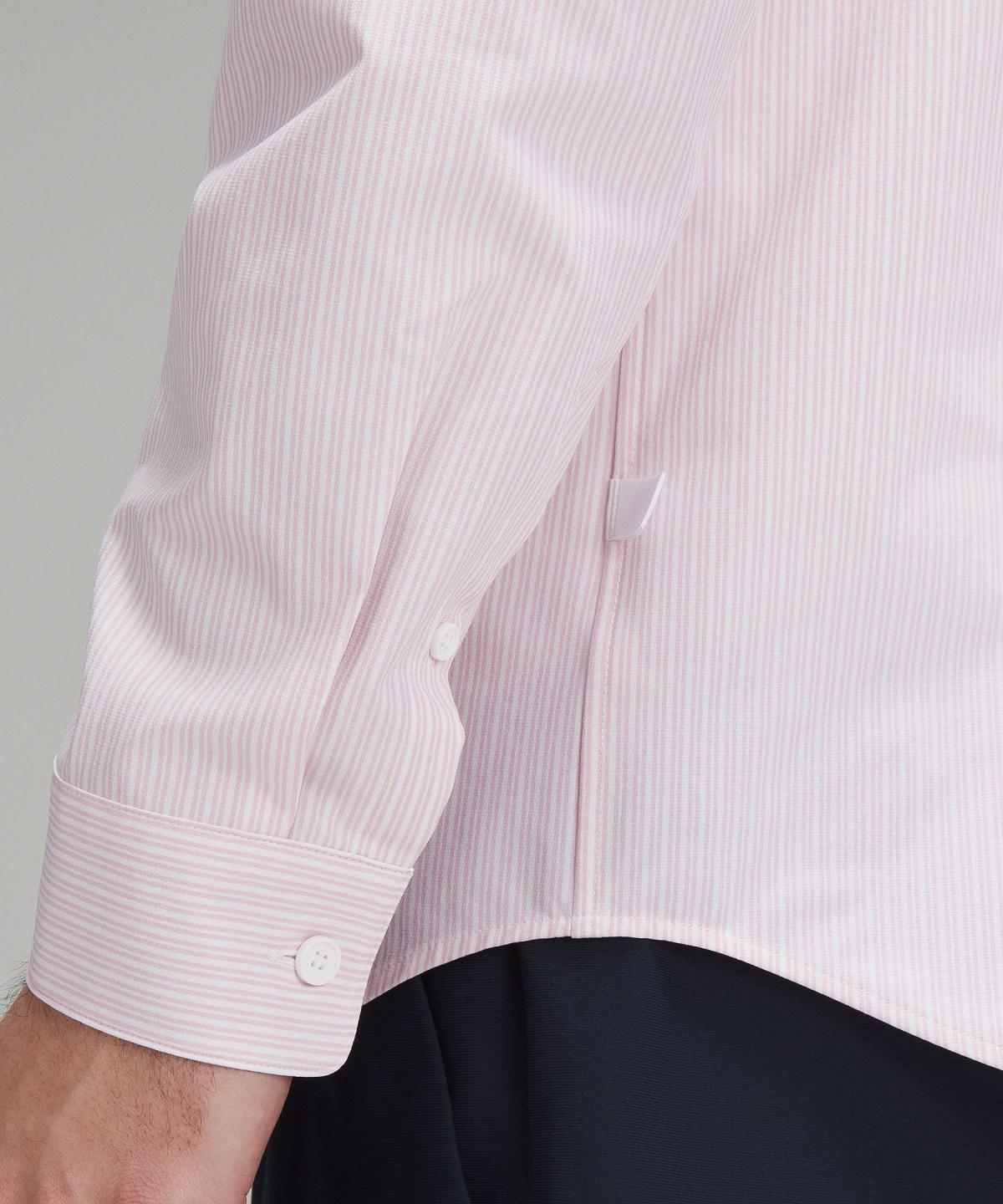 Stripes White Pink Lululemon New Venture Classic-Fit Long-Sleeve Men Button Down Shirts | NZ_LuLu85266