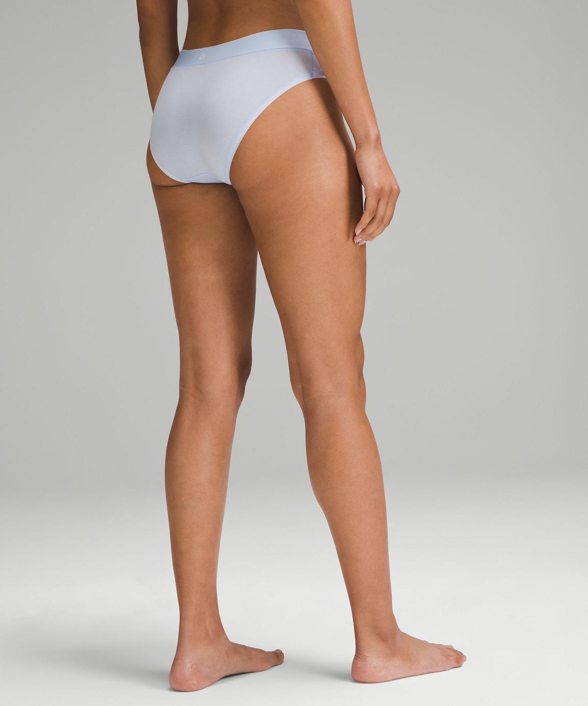 Stripes White / Black Lululemon UnderEase Mid-Rise Bikini Women Underwear | NZ_LuLu29607