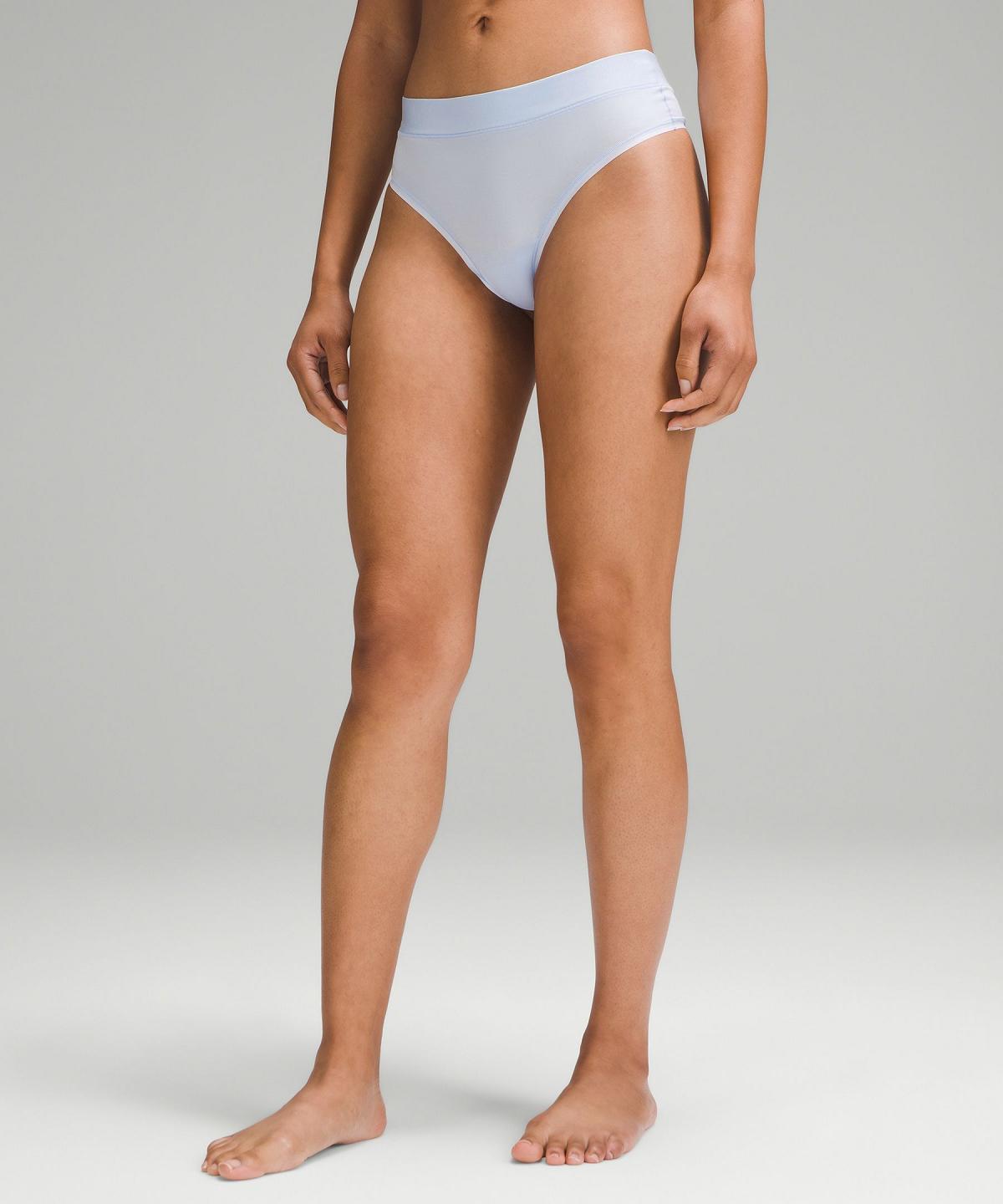 Stripes White / Black Lululemon UnderEase High-Rise Thong Women Underwear | NZ_LuLu94379