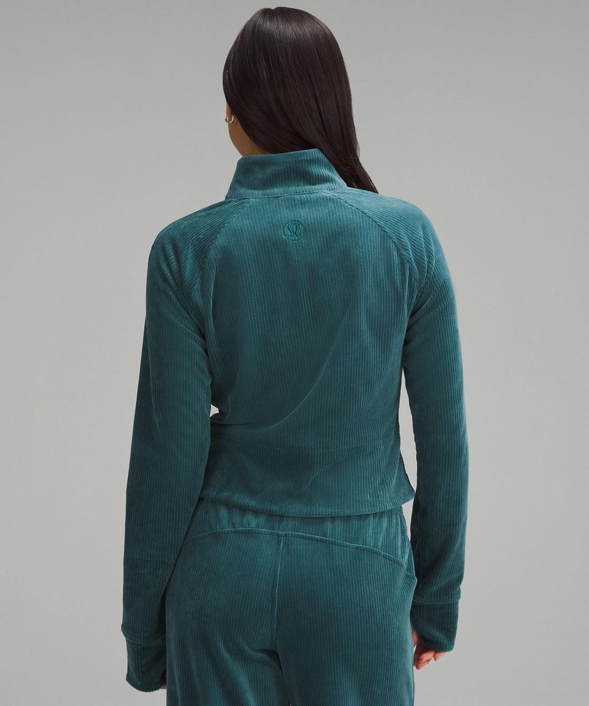 Turquoise Lululemon Scuba Track Women Coats & Jackets | NZ_LuLu65883