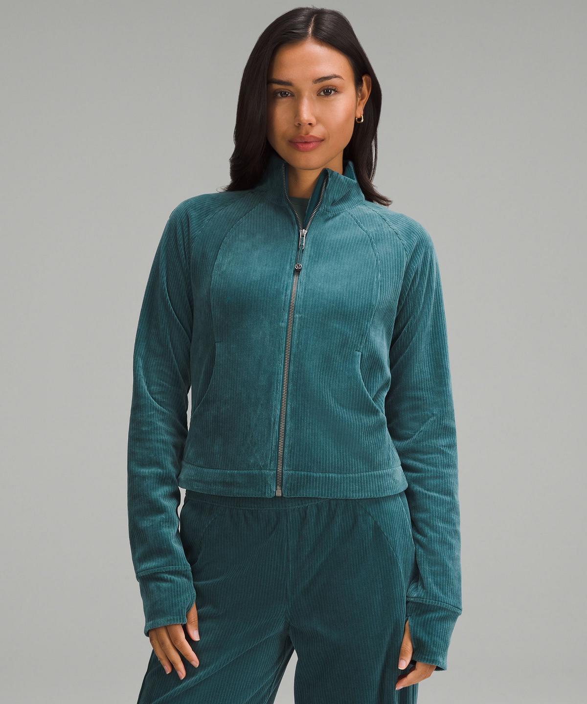 Turquoise Lululemon Scuba Track Women Coats & Jackets | NZ_LuLu65883