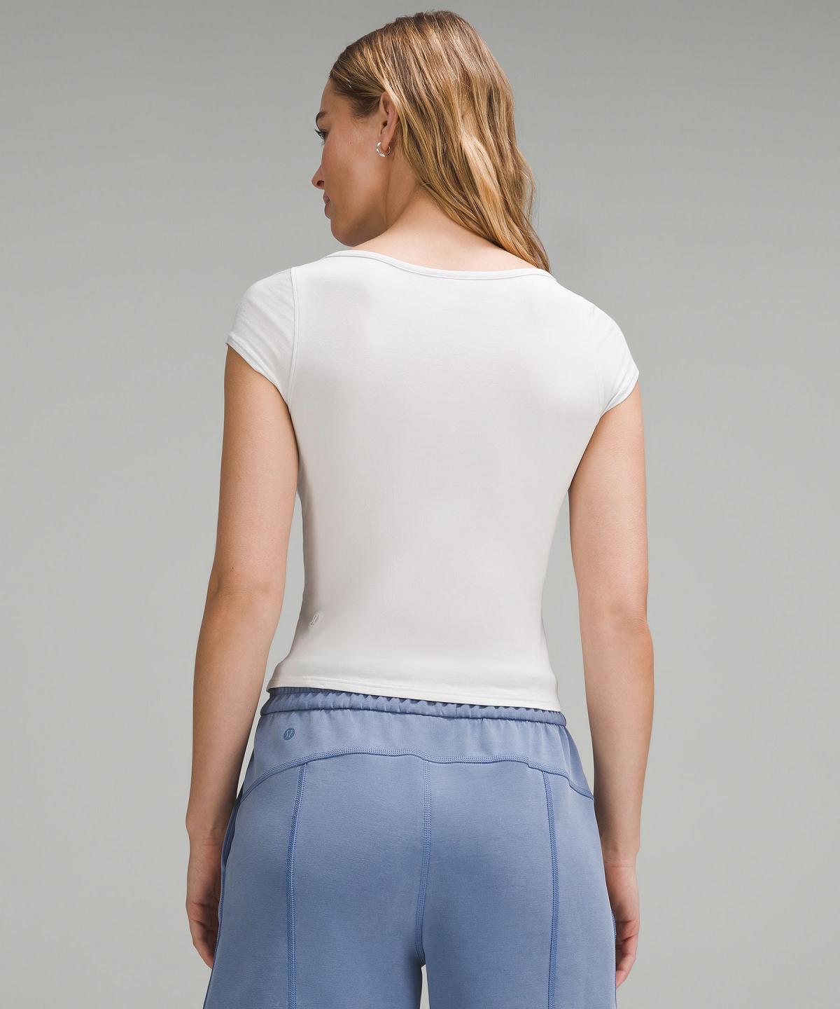 White Lululemon Cap-Sleeve Henley T-Shirt Women Shirts | NZ_LuLu30719