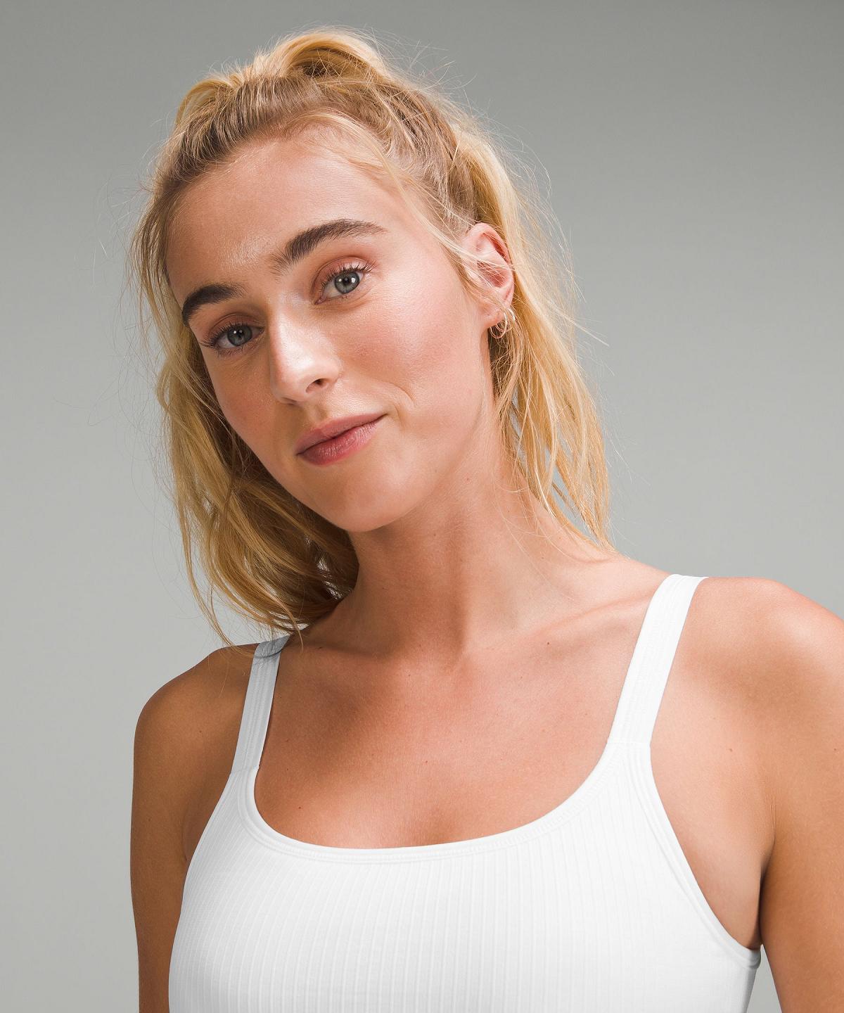 White Lululemon Ebb to Street Scoop-Neck Cropped Women Tank Top | NZ_LuLu21618