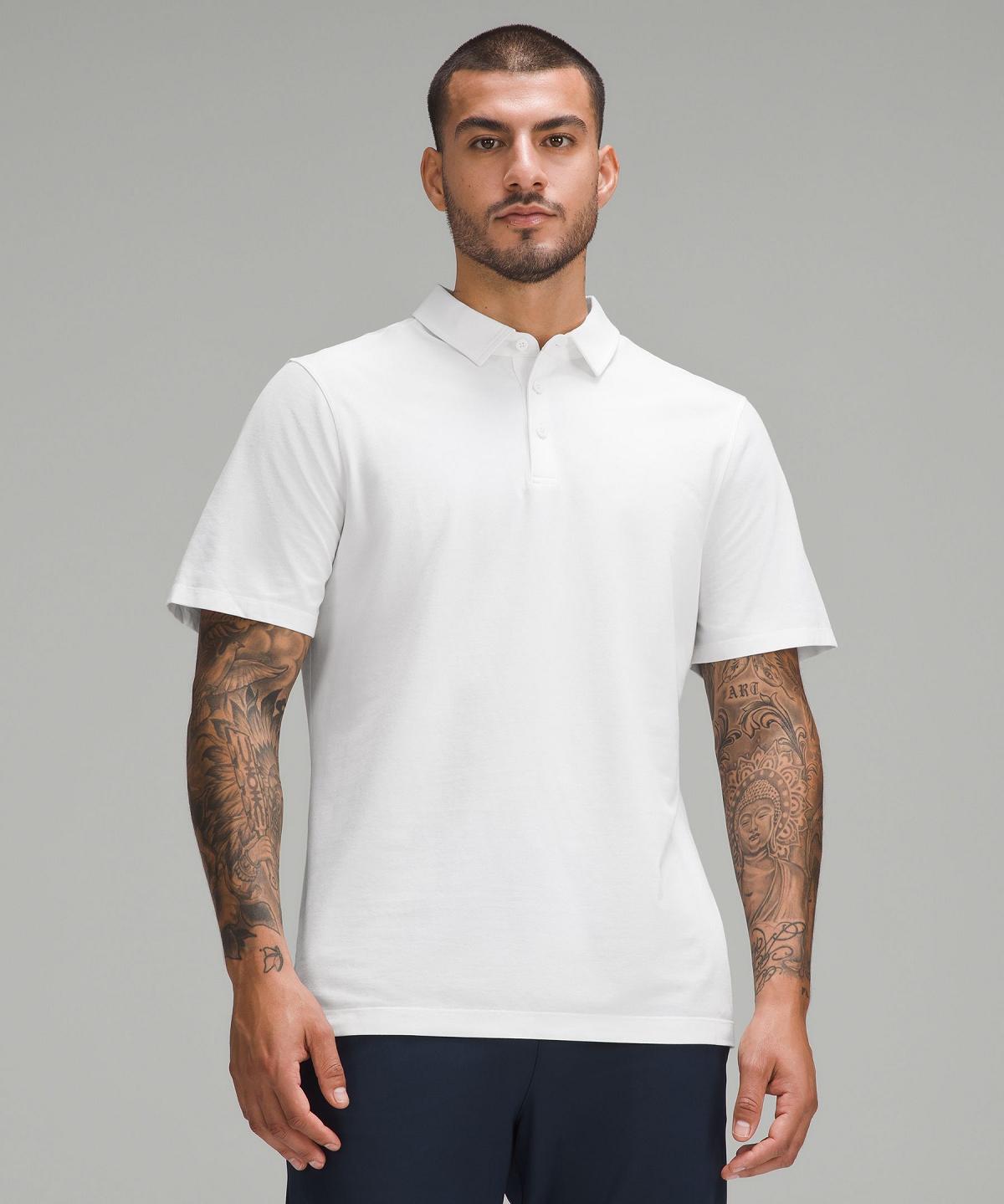 White Lululemon Evolution Short-Sleeve Polo Men Shirts | NZ_LuLu61839