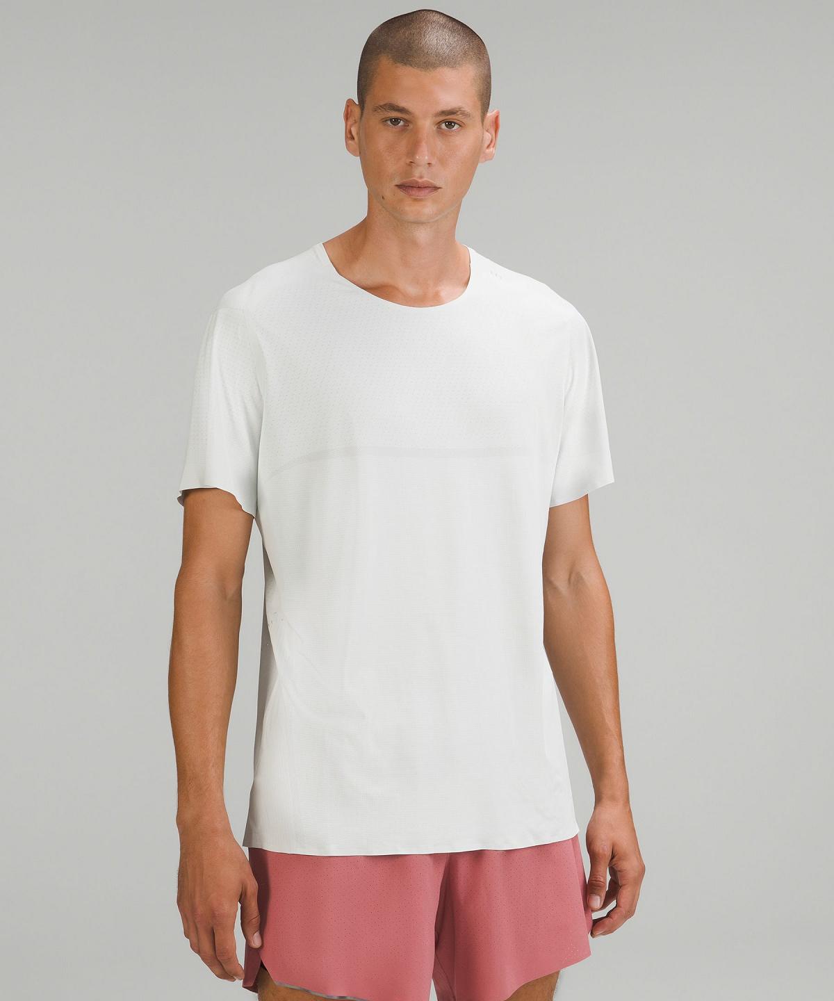 White Lululemon Fast and Free Short-Sleeve Men T Shirts | NZ_LuLu68008