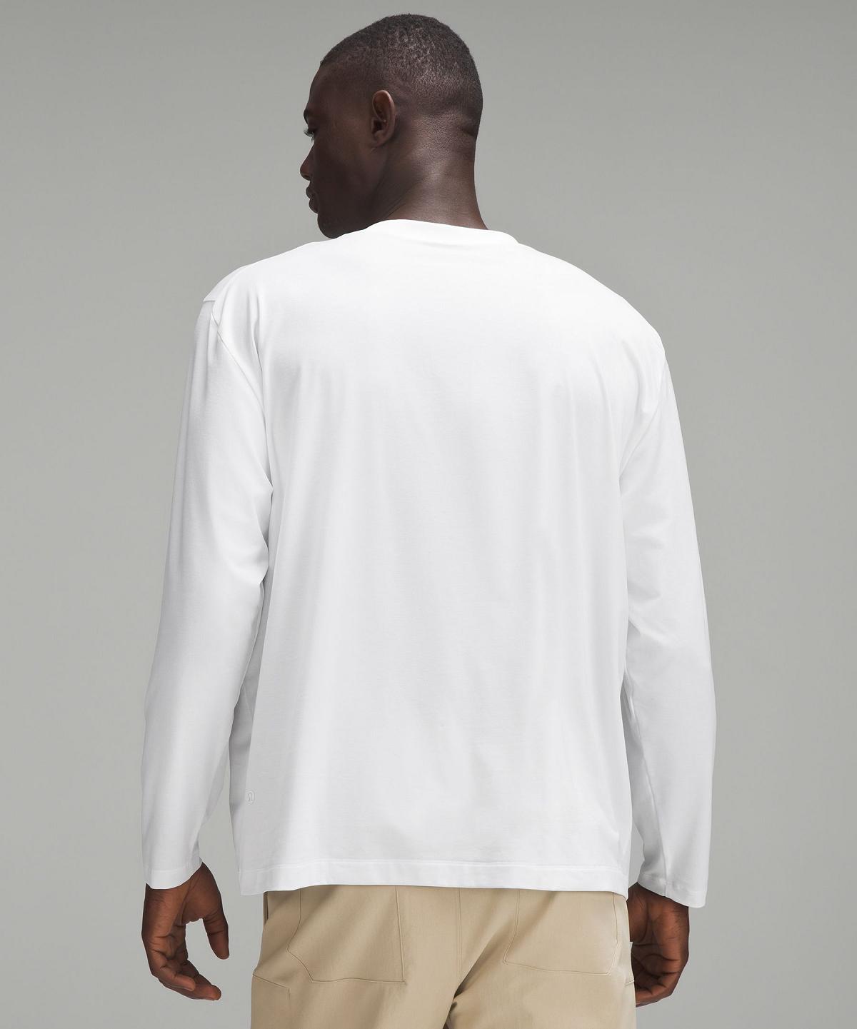 White Lululemon Fundamental Oversized Long-Sleeve Men T Shirts | NZ_LuLu92053