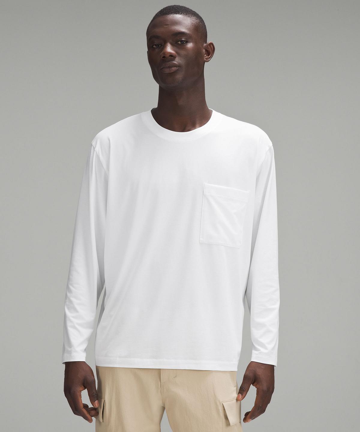 White Lululemon Fundamental Oversized Long-Sleeve Men T Shirts | NZ_LuLu92053