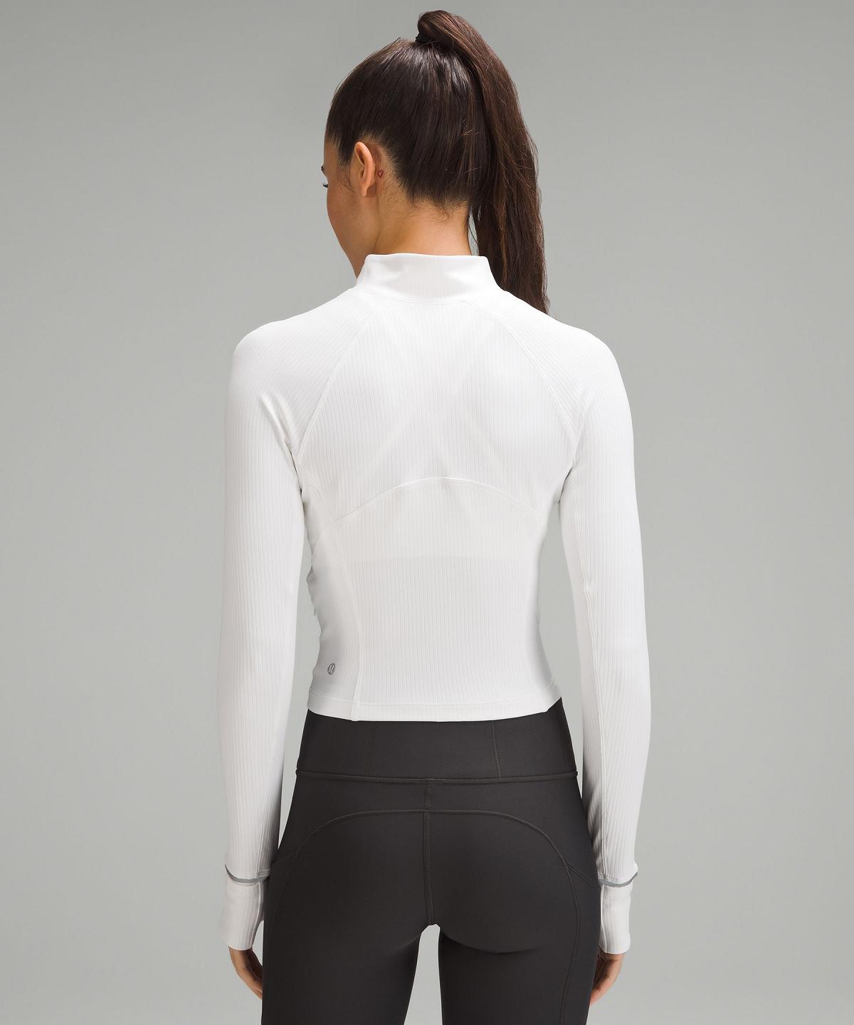 White Lululemon It's Rulu Ribbed Cropped Half Zip Women Hoodies & Sweatshirts | NZ_LuLu84870