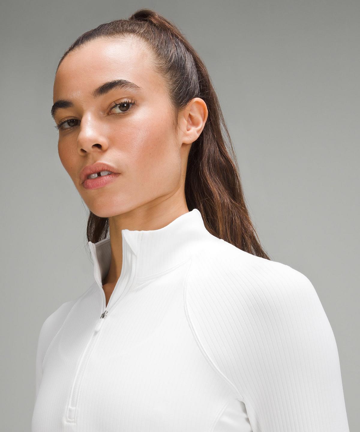 White Lululemon It's Rulu Ribbed Cropped Half Zip Women Hoodies & Sweatshirts | NZ_LuLu84870