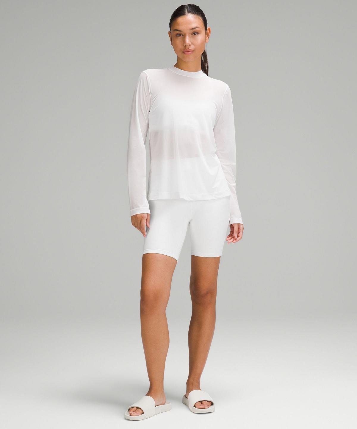 White Lululemon Keyhole Mesh Women Long Sleeve Shirts | NZ_LuLu46886