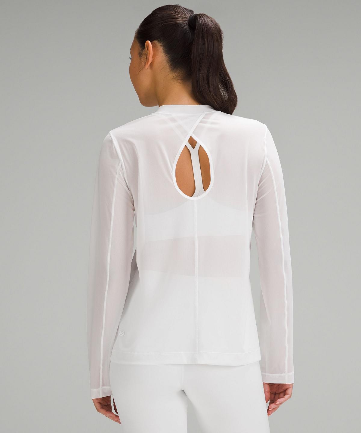 White Lululemon Keyhole Mesh Women Long Sleeve Shirts | NZ_LuLu46886