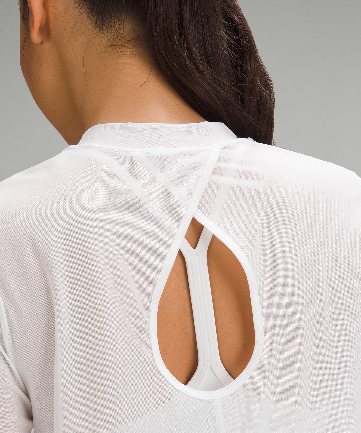 White Lululemon Keyhole Mesh Women Long Sleeve Shirts | NZ_LuLu46886