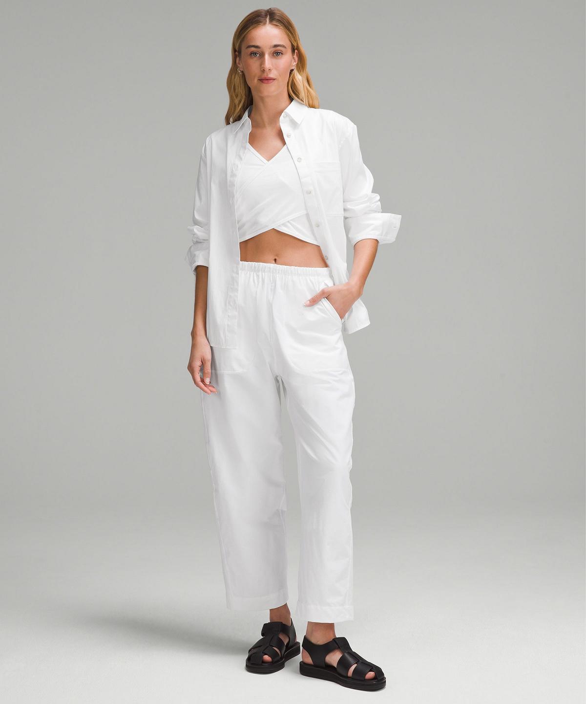 White Lululemon Lightweight Mid-Rise Barrel-Leg Cropped Women Pants | NZ_LuLu78127