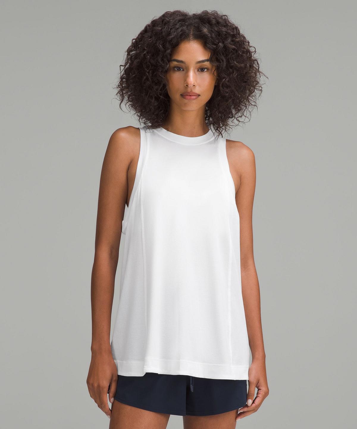 White Lululemon Long Cotton Crewneck Women Shirts | NZ_LuLu37216