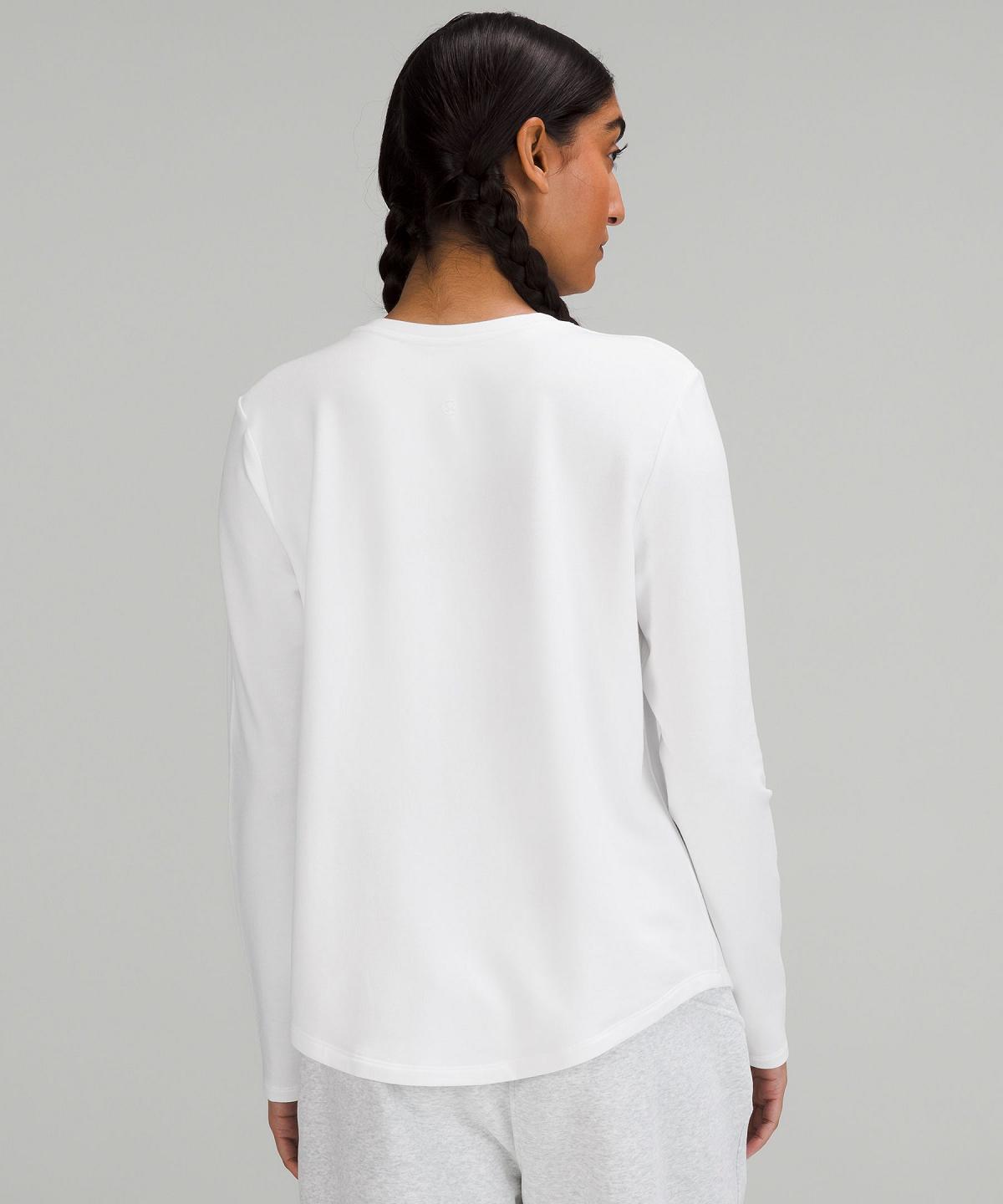 White Lululemon Love Modal Fleece Women Long Sleeve Shirts | NZ_LuLu58682