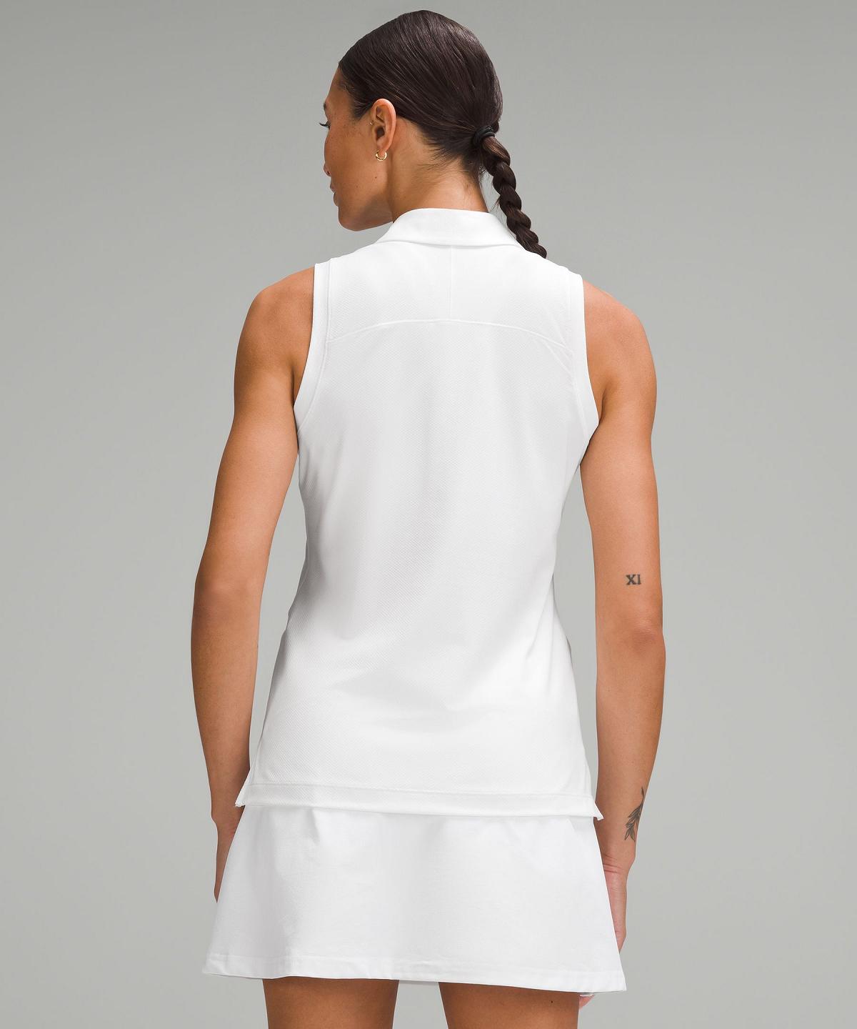 White Lululemon Quick Dry Sleeveless Polo Shirt Women Tank Top | NZ_LuLu10895