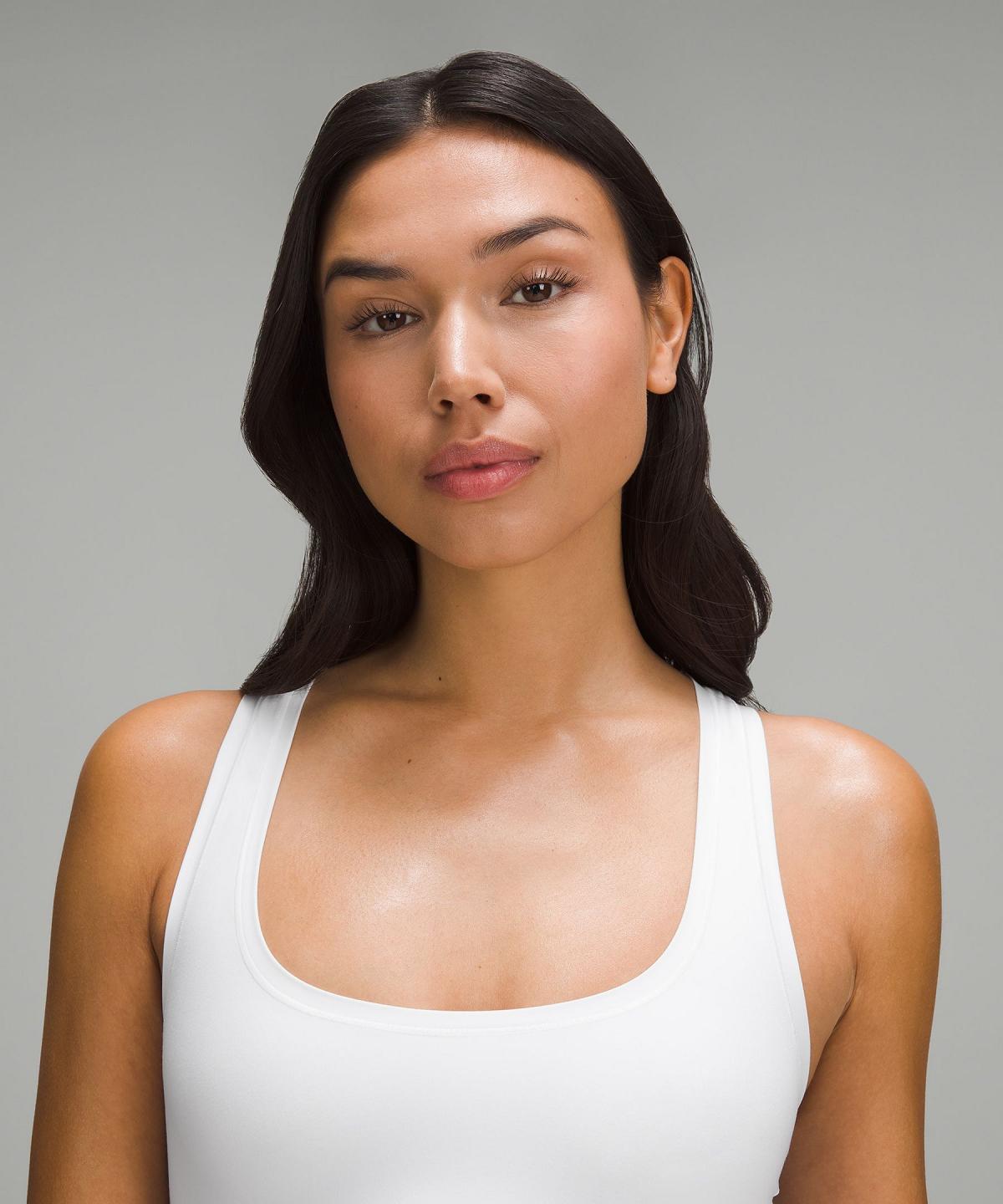 White Lululemon Wundermost Ultra-Soft Nulu Scoop-Neck Cropped Tank Women Tank Top | NZ_LuLu83758