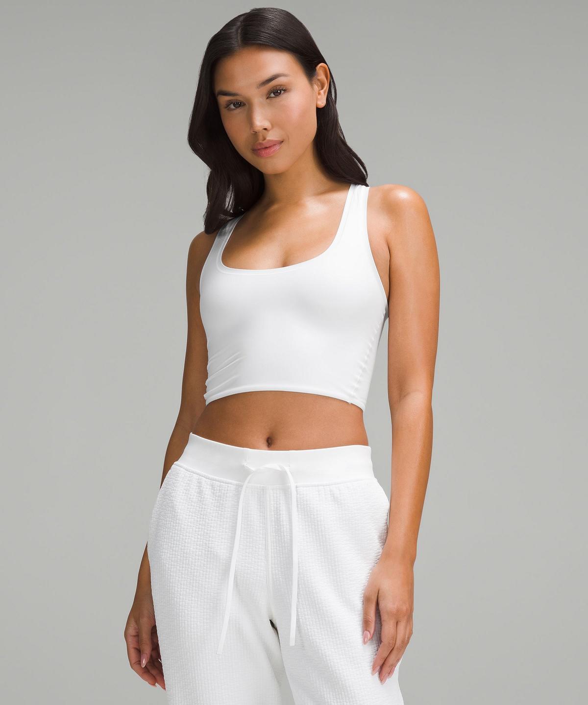 White Lululemon Wundermost Ultra-Soft Nulu Scoop-Neck Cropped Tank Women Tank Top | NZ_LuLu83758