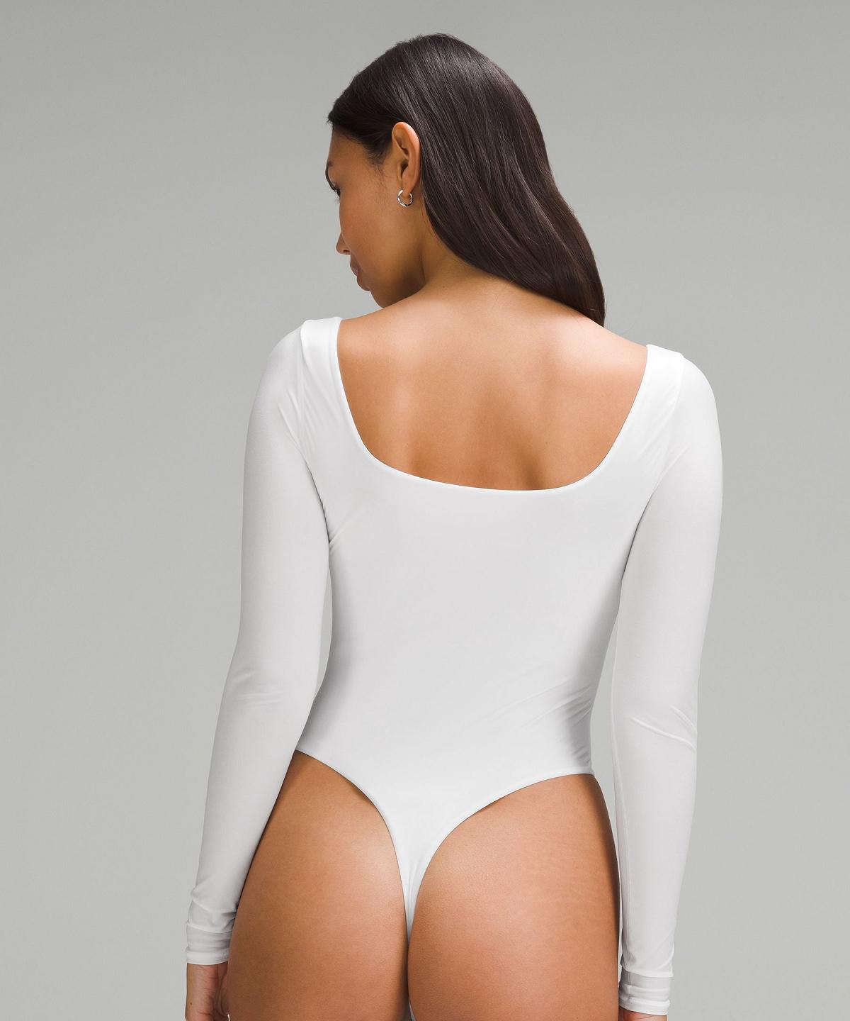 White Lululemon Wundermost Ultra-Soft Nulu Square-Neck Long-Sleeve Women Bodysuit | NZ_LuLu12571