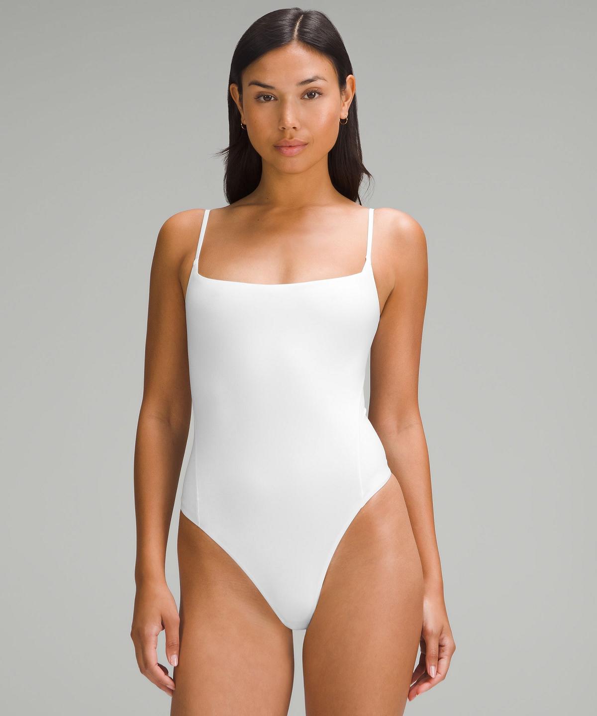 White Lululemon Wundermost Ultra-Soft Nulu Square-Neck Spaghetti-Strap Women Bodysuit | NZ_LuLu96927