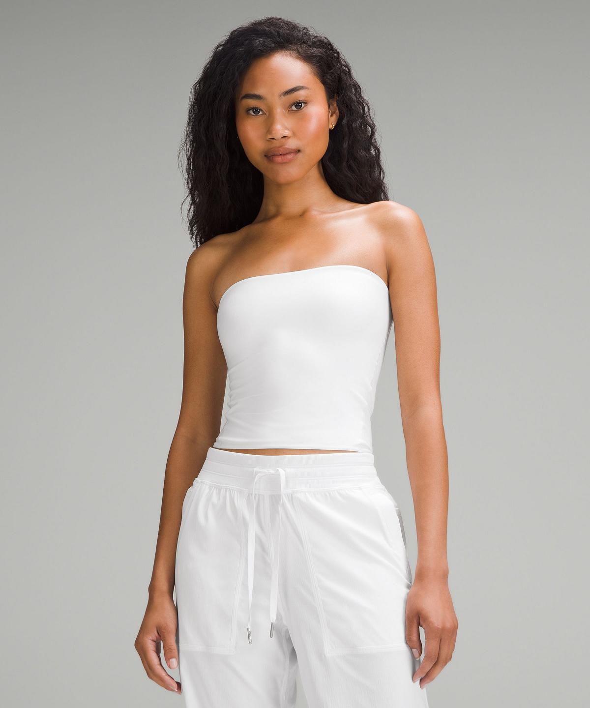 White Lululemon Wundermost Ultra-Soft Nulu Tube Top Women Shirts | NZ_LuLu78575