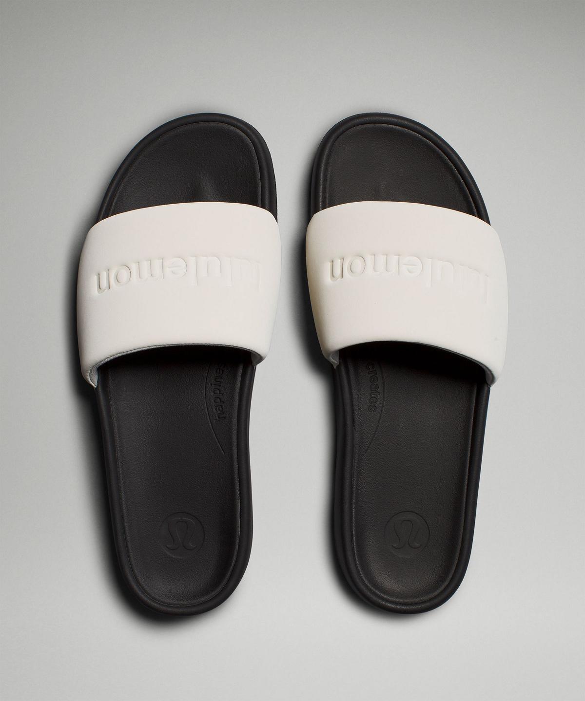 White / Black Lululemon Restfeel Slide Men Shoes | NZ_LuLu32921