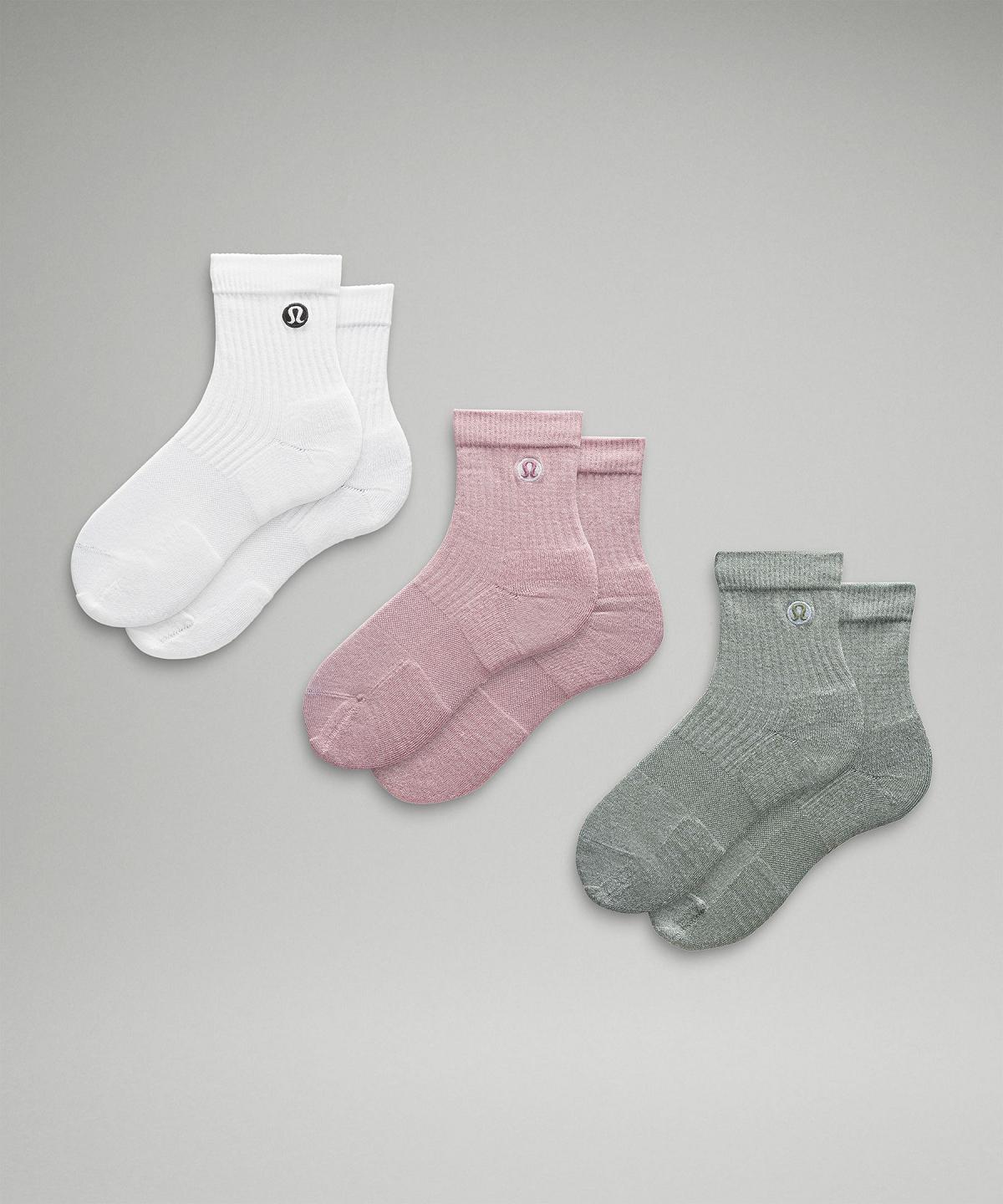 White / Green / Pink Lululemon Daily Stride Quarter Women Socks | NZ_LuLu55540