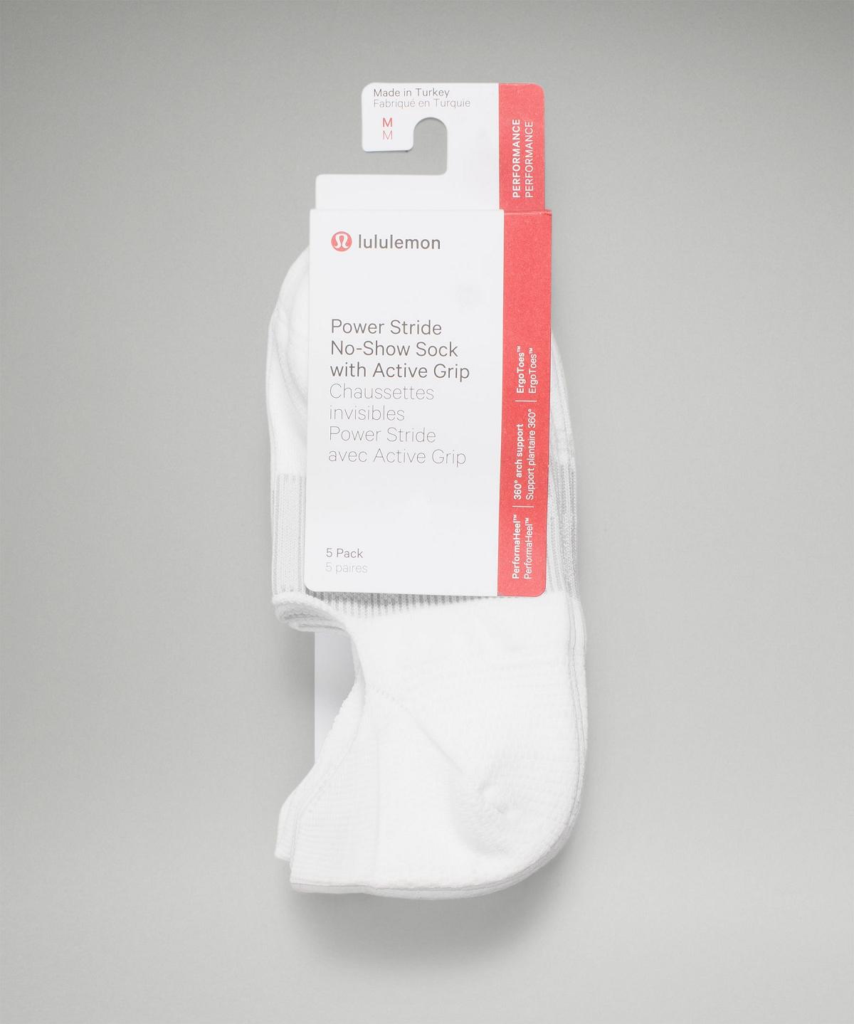 White / Grey Lululemon Power Stride No-Showwith Active Grip Women Socks | NZ_LuLu47770