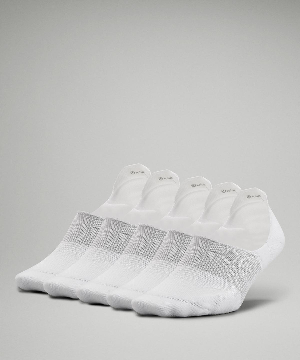 White / Grey Lululemon Power Stride No-Showwith Active Grip Women Socks | NZ_LuLu47770